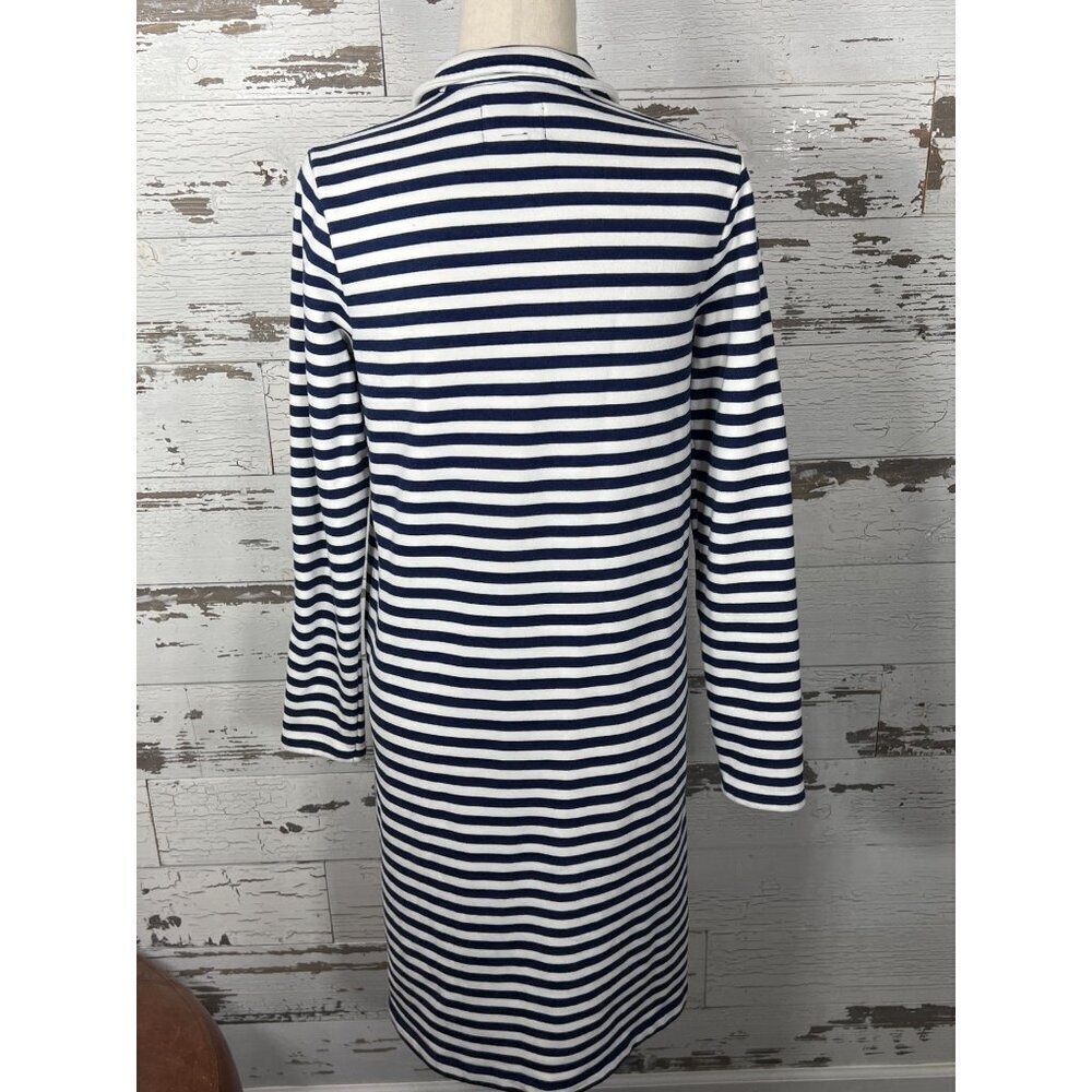 LANDS’ END SERIOUS SWEATS 1/4 Zip Casual Dress Blue White Stripe Sz XS - Picture 4 of 7